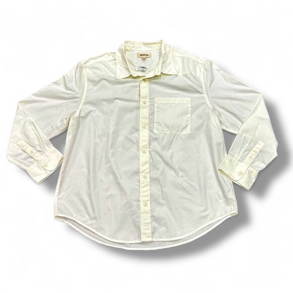 NWT Madewell Men’s Size L Ivory Poplin Easy Long-Sleeve Button Shirt NM459 - Picture 2 of 6